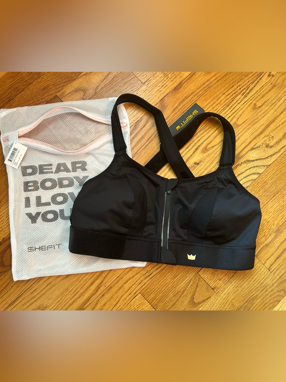 SHEFIT Black Front-Zip Adjustable Support Sports Bra 1X